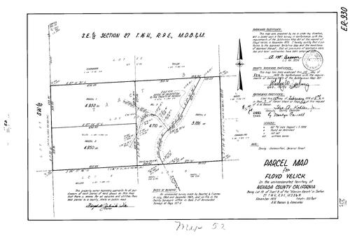 Click to see Parcel Map Book 7, pg. 52 (1974) of Nevada County Recorders Parcel Maps Book 7