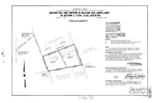 Click to see Parcel Map Book 7, pg. 70 (1974) of Nevada County Recorders Parcel Maps Book 7