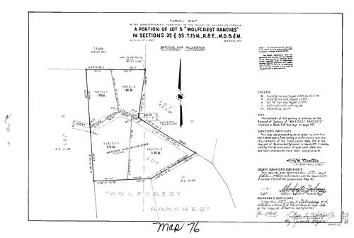 Click to see Parcel Map Book 7, pg. 76 (1974) of Nevada County Recorders Parcel Maps Book 7