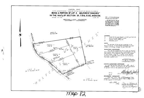 Click to see Parcel Map Book 7, pg. 82 (1974) of Nevada County Recorders Parcel Maps Book 7