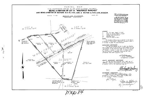 Click to see Parcel Map Book 7, pg. 84 (1974) of Nevada County Recorders Parcel Maps Book 7