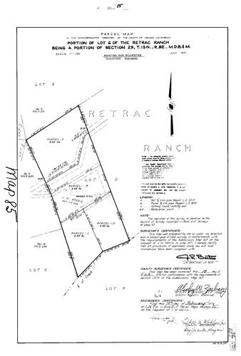 Click to see Parcel Map Book 7, pg. 85 (1974) of Nevada County Recorders Parcel Maps Book 7