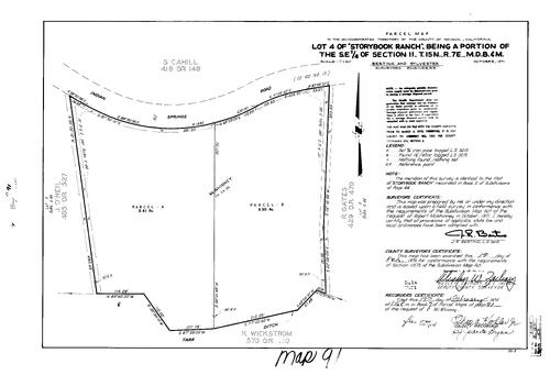 Click to see Parcel Map Book 7, pg. 91 (1974) of Nevada County Recorders Parcel Maps Book 7
