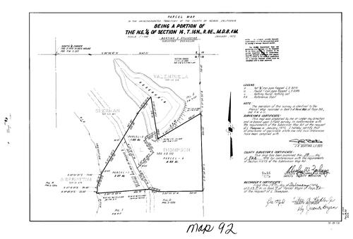 Click to see Parcel Map Book 7, pg. 92 (1974) of Nevada County Recorders Parcel Maps Book 7