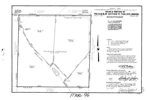 Click to see Parcel Map Book 7, pg. 96 (1974) of Nevada County Recorders Parcel Maps Book 7