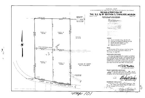 Click to see Parcel Map Book 7, pg. 101 (1974) of Nevada County Recorders Parcel Maps Book 7