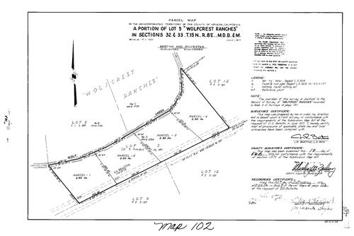 Click to see Parcel Map Book 7, pg. 102 (1974) of Nevada County Recorders Parcel Maps Book 7