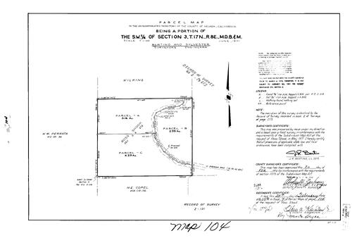 Click to see Parcel Map Book 7, pg. 104 (1974) of Nevada County Recorders Parcel Maps Book 7
