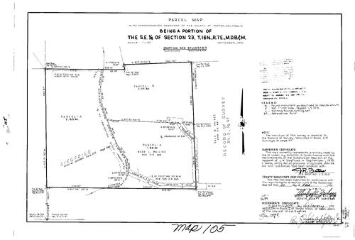 Click to see Parcel Map Book 7, pg. 105 (1974) of Nevada County Recorders Parcel Maps Book 7