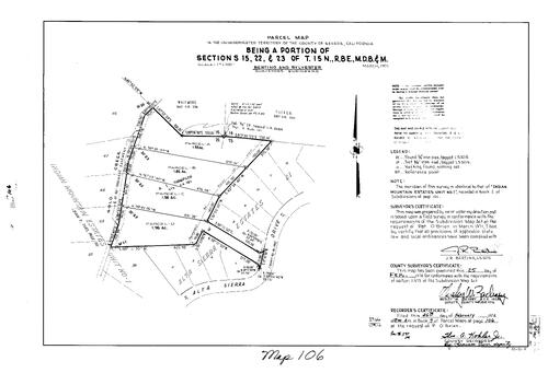 Click to see Parcel Map Book 7, pg. 106 (1974) of Nevada County Recorders Parcel Maps Book 7