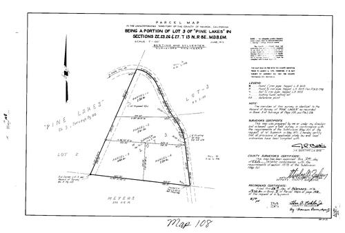 Click to see Parcel Map Book 7, pg. 108 (1974) of Nevada County Recorders Parcel Maps Book 7