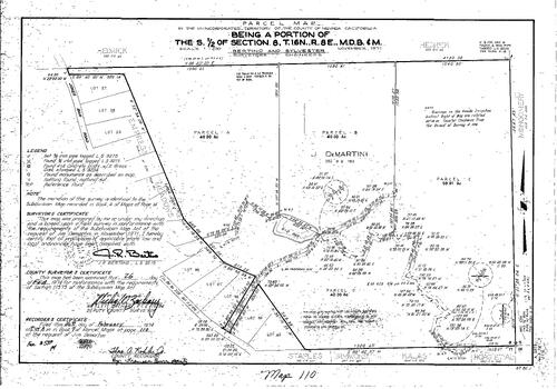 Click to see Parcel Map Book 7, pg. 110 (1974) of Nevada County Recorders Parcel Maps Book 7