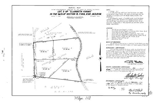 Click to see Parcel Map Book 7, pg. 113 (1974) of Nevada County Recorders Parcel Maps Book 7