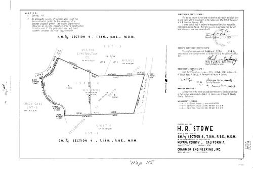 Click to see Parcel Map Book 7, pg. 115 (1974) of Nevada County Recorders Parcel Maps Book 7