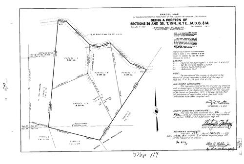 Click to see Parcel Map Book 7, pg. 119 (1974) of Nevada County Recorders Parcel Maps Book 7