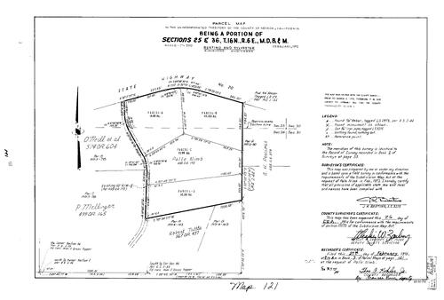 Click to see Parcel Map Book 7, pg. 121 (1974) of Nevada County Recorders Parcel Maps Book 7