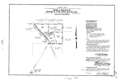 Click to see Parcel Map Book 7, pg. 126 (1974) of Nevada County Recorders Parcel Maps Book 7