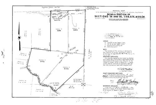 Click to see Parcel Map Book 7, pg. 135 (1974) of Nevada County Recorders Parcel Maps Book 7