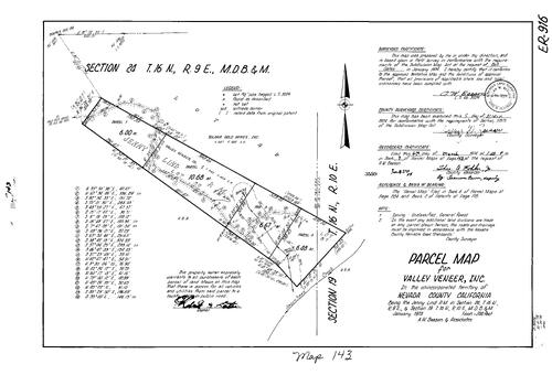 Click to see Parcel Map Book 7, pg. 143 (1974) of Nevada County Recorders Parcel Maps Book 7