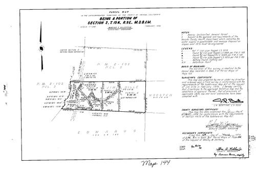 Click to see Parcel Map Book 7, pg. 144 (1974) of Nevada County Recorders Parcel Maps Book 7