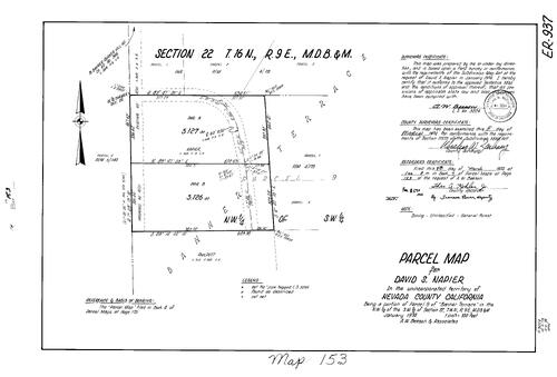 Click to see Parcel Map Book 7, pg. 153 (1974) of Nevada County Recorders Parcel Maps Book 7