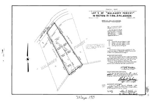 Click to see Parcel Map Book 7, pg. 170 (1974) of Nevada County Recorders Parcel Maps Book 7