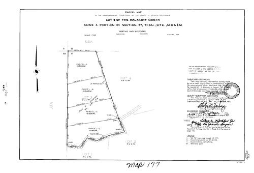 Click to see Parcel Maps Book 7, pg. 177 (1974) of Nevada County Recorders Parcel Maps Book 7