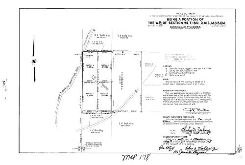 Click to see Parcel Maps Book 7, pg. 178 (1974) of Nevada County Recorders Parcel Maps Book 7