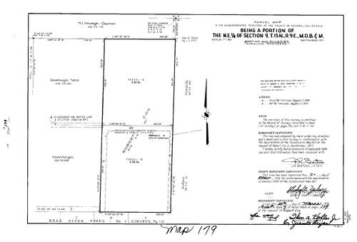 Click to see Parcel Maps Book 7, pg. 179 (1974) of Nevada County Recorders Parcel Maps Book 7