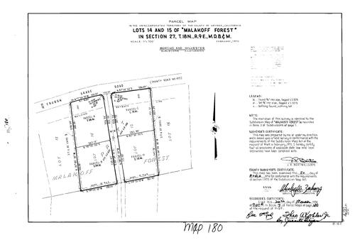 Click to see Parcel Maps Book 7, pg. 180 (1974) of Nevada County Recorders Parcel Maps Book 7