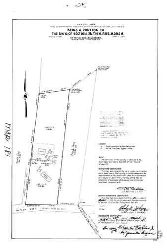 Click to see Parcel Maps Book 7, pg. 181 (1974) of Nevada County Recorders Parcel Maps Book 7