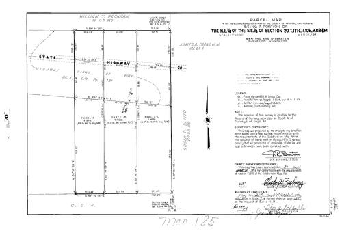 Click to see Parcel Maps Book 7, pg. 185 (1974) of Nevada County Recorders Parcel Maps Book 7
