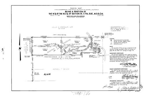 Click to see Parcel Maps Book 7, pg. 186 (1974) of Nevada County Recorders Parcel Maps Book 7
