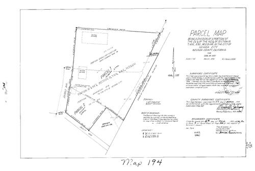 Click to see Parcel Maps Book 7, pg. 194 (1974) of Nevada County Recorders Parcel Maps Book 7