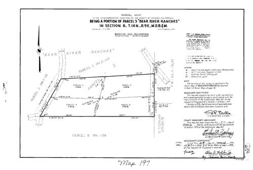 Click to see Parcel Maps Book 7, pg. 197 (1974) of Nevada County Recorders Parcel Maps Book 7