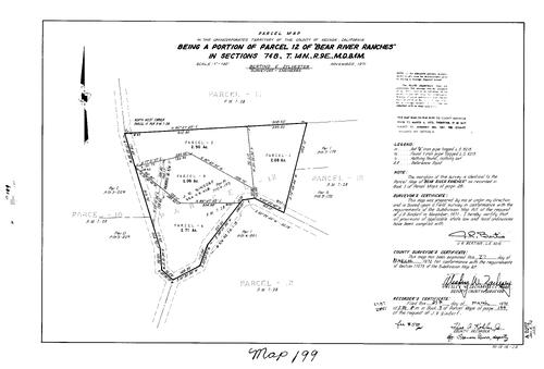 Click to see Parcel Maps Book 7, pg. 199 (1974) of Nevada County Recorders Parcel Maps Book 7