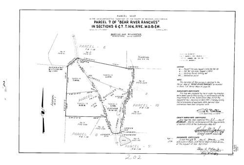 Click to see Parcel Maps Book 7, pg. 202 (1974) of Nevada County Recorders Parcel Maps Book 7