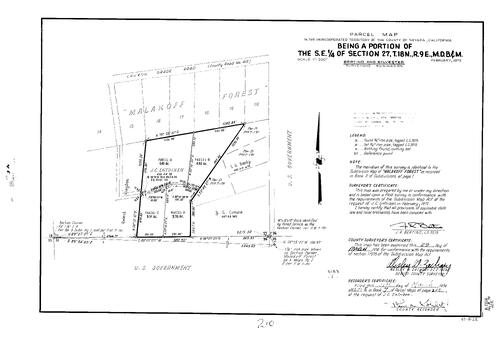 Click to see Parcel Maps Book 7, pg. 210 (1974) of Nevada County Recorders Parcel Maps Book 7