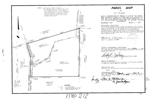 Click to see Parcel Maps Book 7, pg. 212 (1974) of Nevada County Recorders Parcel Maps Book 7