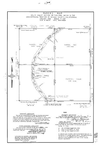 Click to see Parcel Maps Book 7, pg. 214 (1974) of Nevada County Recorders Parcel Maps Book 7