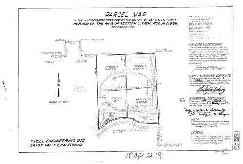 Click to see Parcel Maps Book 7, pg. 219 (1974) of Nevada County Recorders Parcel Maps Book 7