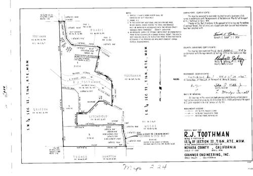 Click to see Parcel Maps Book 7, pg. 224 (1974) of Nevada County Recorders Parcel Maps Book 7