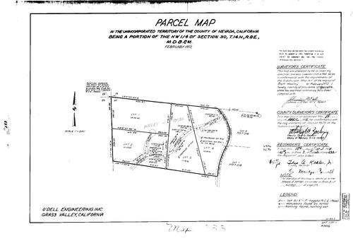 Click to see Parcel Maps Book 7, pg. 233 (1974) of Nevada County Recorders Parcel Maps Book 7