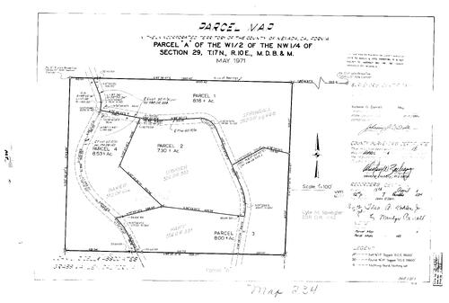 Click to see Parcel Maps Book 7, pg. 234 (1974) of Nevada County Recorders Parcel Maps Book 7