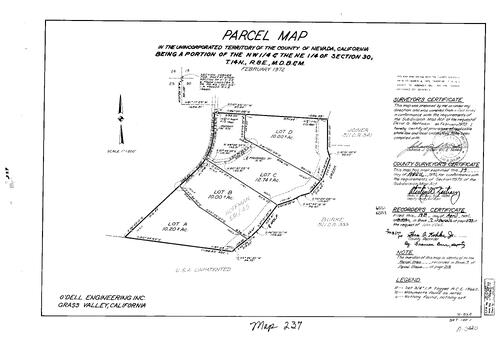 Click to see Parcel Maps Book 7, pg. 237 (1974) of Nevada County Recorders Parcel Maps Book 7
