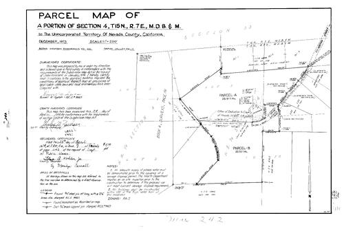 Click to see Parcel Maps Book 7, pg. 242 (1974) of Nevada County Recorders Parcel Maps Book 7