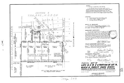 Click to see Parcel Maps Book 7, pg. 243 (1974) of Nevada County Recorders Parcel Maps Book 7