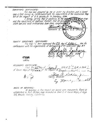 Click to see Parcel Maps Book 7, pg. 244 (1974) of Nevada County Recorders Parcel Maps Book 7