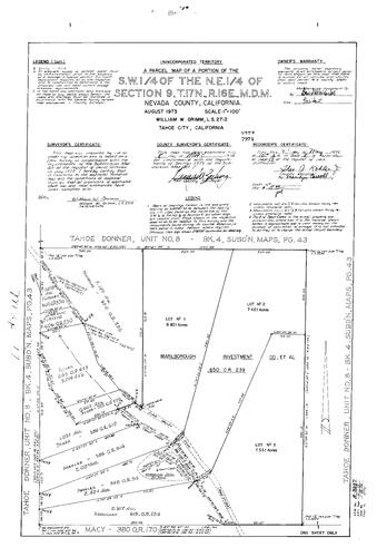 Click to see Parcel Map Book 8, pg. 017 (1974) of Nevada County Recorders Parcel Maps Book 8