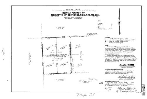 Click to see Parcel Map Book 8, pg. 021 (1974) of Nevada County Recorders Parcel Maps Book 8